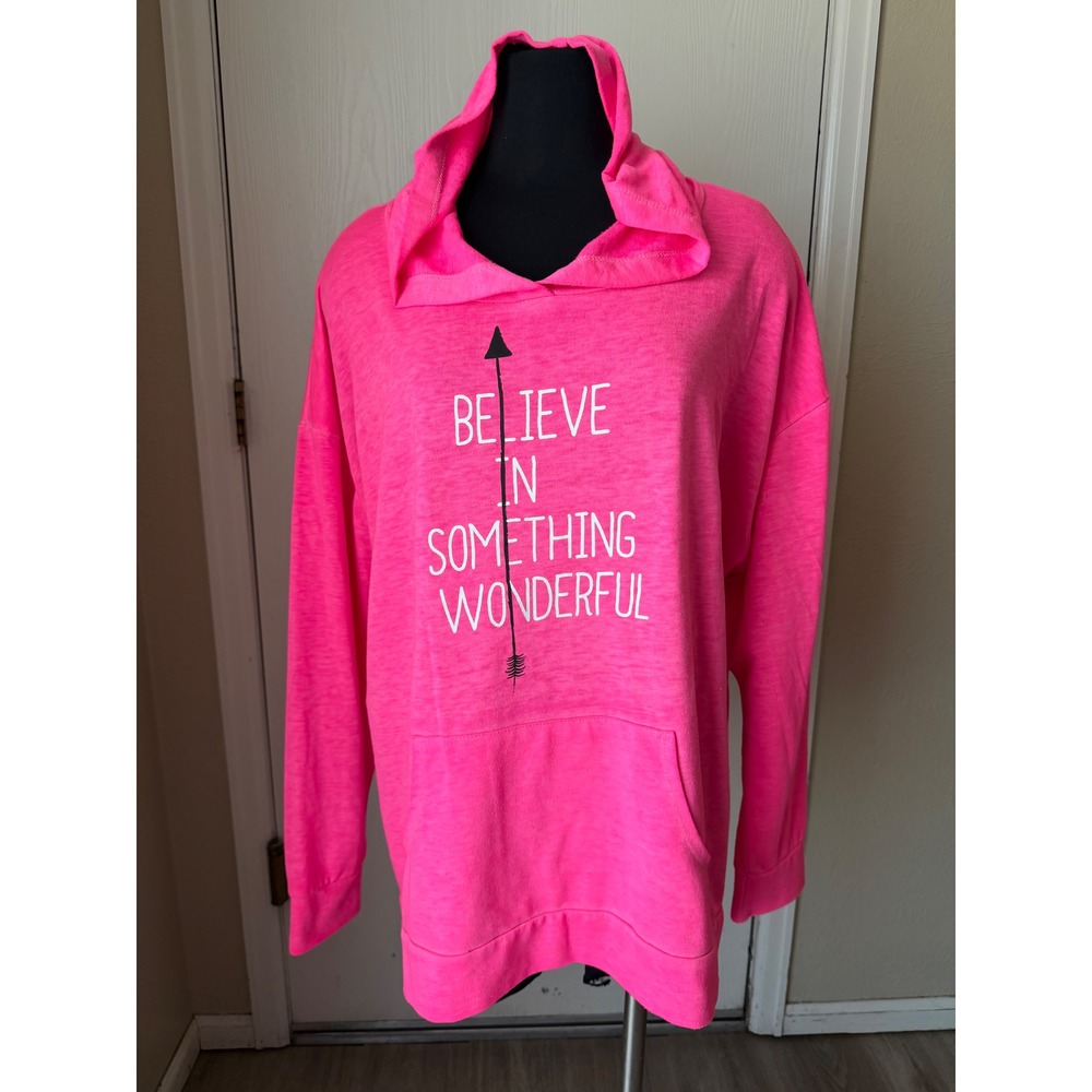 Miss Chievous Neon Pink Believe In Something Wonderful Hoodie size 2X PA9122836